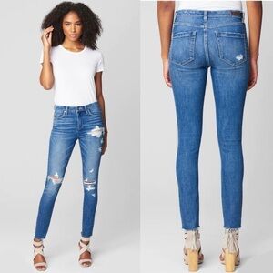 BLANK NYC High Rise Skinny Jeans Ankle Crop Raw Hem Distressed Ripped Denim 29